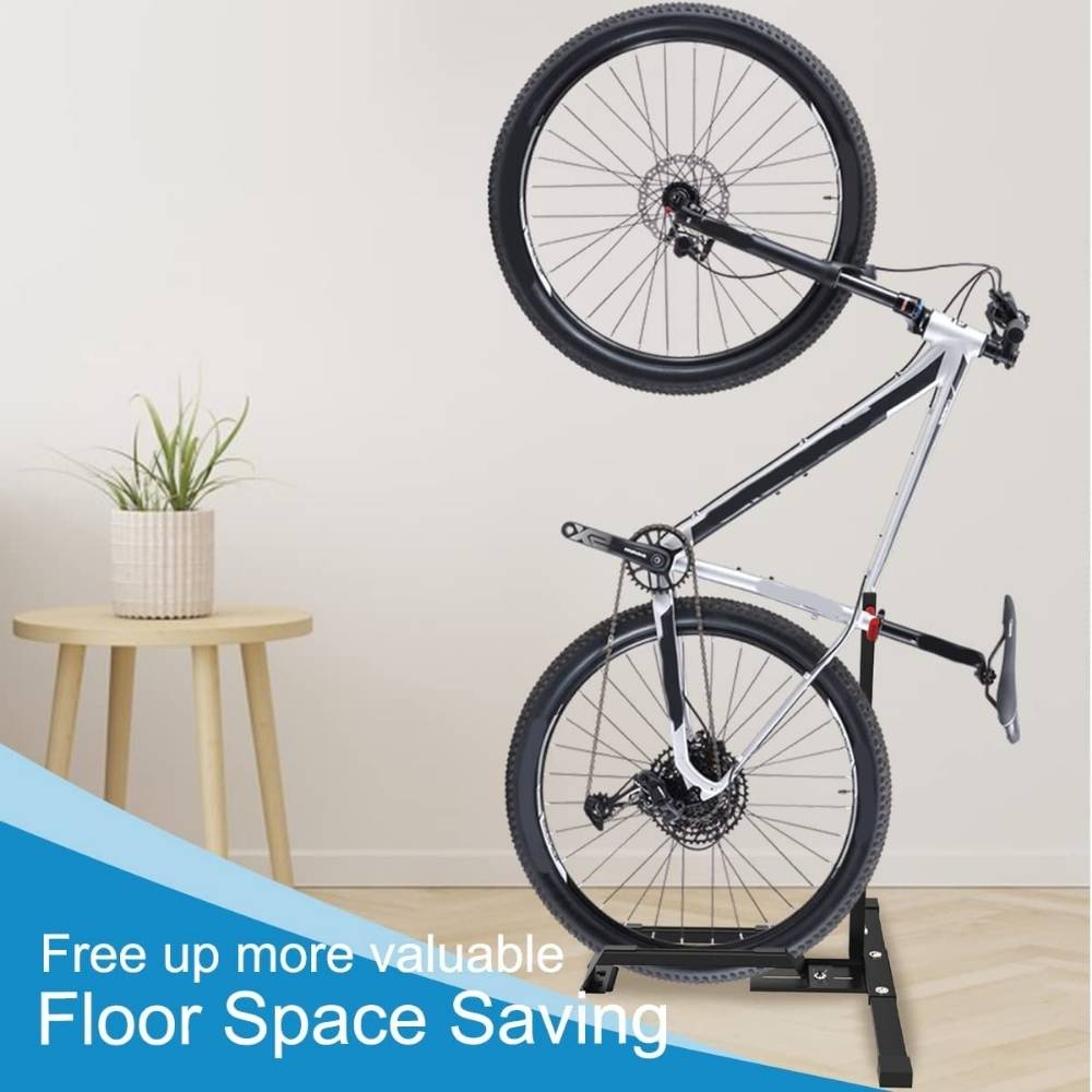 2020 Upgrade Bike Stand Vertical Bike Rack,Upright Bicycle Floor Stand,Free Standing Adjustable Bike Garage Rack for Indoor Mountain/Road Bike Storage Space Saving 
